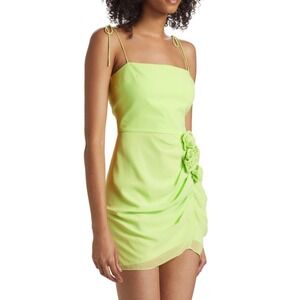 Amanda Uprichard Holly Mini‎ Dress Chartreuse Rosette women's size XS   NEW